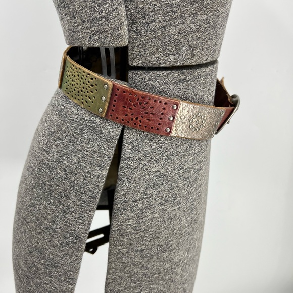 Fossil patchwork multi colored leather panel belt S - Picture 7 of 12